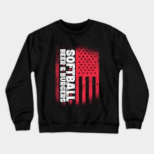 Softball Beer And Burgers - US Flag product Crewneck Sweatshirt